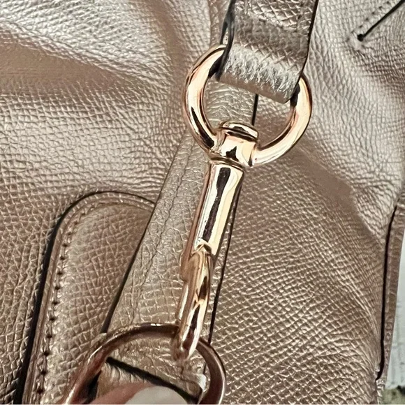 Coach Rose Gold Metallic Leather Prince Street Satchel with Turn-Lock Detail - Picture 14 of 16